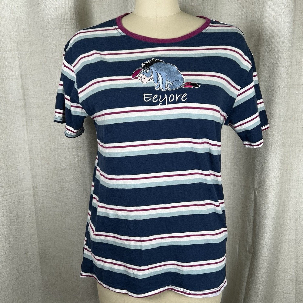 Our Universe Disney Winnie The Poo Eeyore‎ Blue Striped Tshirt Top Size Medium